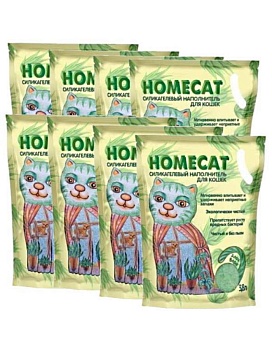 HOMECAT Алоэ Вера силикагелевый наполнитель для кошачьих туалетов с ароматом Алоэ Вера 8х3,8л купить  зоотовары для животных