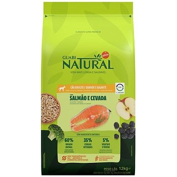 GUABI NATURAL Dog Adult cухой корм для взрослых собак крупных пород лосось и ячмень 12кг купить 