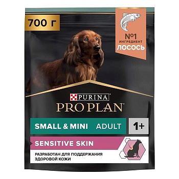 PRO PLAN Adult Small & Mini Sensitive Skin сухой корм для собак мелких и карликовых пород 1 - 10 кг с чувствительной кожей Лосось 700гр купить 