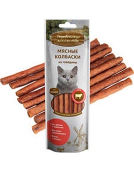 Деревенские Лакомства Мясные Колбаски Из Говядины для Кошек 45г купить  зоотовары для животных