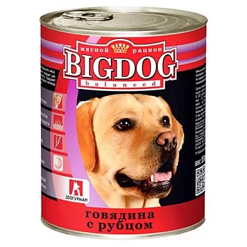 ЗООГУРМАН BIG DOG консервы для собак Говядина с рубцом 850г купить 