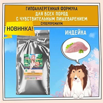 ZILLII Adult Dog Sensitive Digestion Сухой корм для взрослых собак с чувствительным пищеварением Индейка 15кг купить 