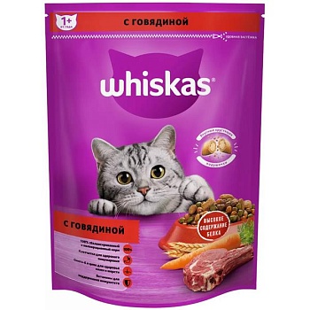 Whiskas сухой корм подушечки/паштет Говядина 800г купить 