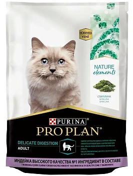 PRO PLAN Nature Elements Adult сухой корм для кошек с чувствительным пищеварение Индейка 200гр купить 