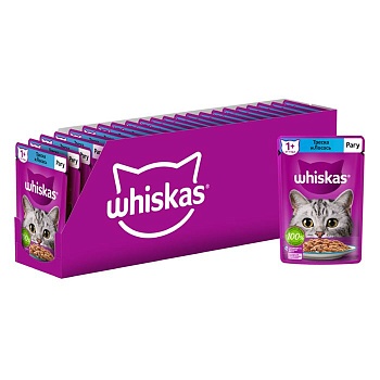 Whiskas рагу лосось/треска 28х75г купить 