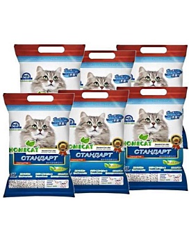 HOMECAT Эколайн Стандарт комкующийся наполнитель 6х6л купить  зоотовары для животных
