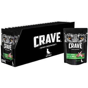 CRAVE Корм консервированный для взрослых собак Ягненок в желе (пауч) 28х85г купить 