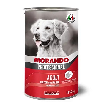 Morando Professional Консервированный корм для собак с кусочками говядины 1,25кг купить 