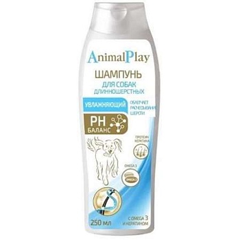 Animal Play-Увлажняющий шампунь с Omega 3 и кератином для длинношерстных собак 250мл купить 