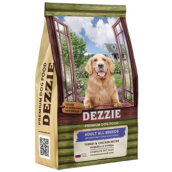 DEZZIE Adult Dog Сухой корм для взрослых собак Индейка и Курица 3кг купить 