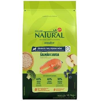 GUABI NATURAL Dog SENSITIVE cухой корм для взрослых собак мелких и средних пород с чувствительным пищеварением лосось и овес 10,1кг купить 