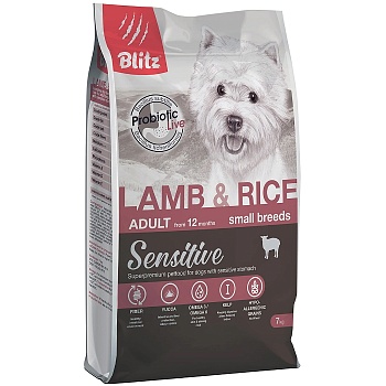 BLITZ корм для собак мелких пород Ягненок с рисом 7кг купить 