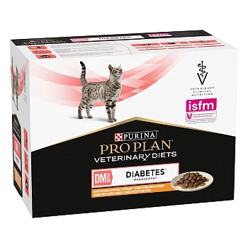 PRO PLAN VETERINARY DIETS DM ST/OX Diabetes Management 85 г влажный корм для кошек диетический при сахарном диабете, с курицей, в соусе 1х10  {12507946} купить 