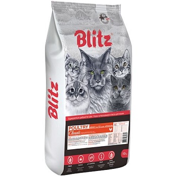 BLITZ Poultry сухой корм для взрослых кошек Домашняя птица 10кг купить 