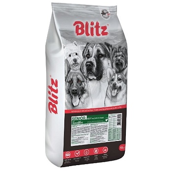 BLITZ Senior Sensitive сухой корм для пожилых собак старше 7 лет Индейка 15кг купить 