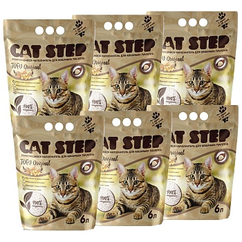 Cat Step Tofu Original Наполнитель растительный комкующийся 6х6л купить 