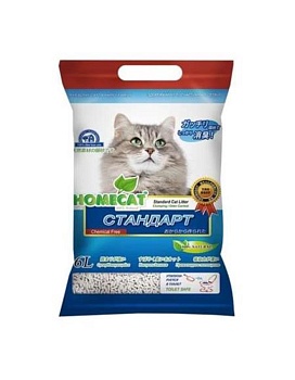 HOMECAT Эколайн Стандарт комкующийся наполнитель 6л купить  зоотовары для животных