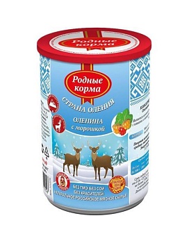 РОДНЫЕ КОРМА консервы для собак оленина с морошкой 12х400гр купить  зоотовары для животных