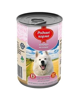 РОДНЫЕ КОРМА консервы для собак Курочка по-елецки 6х410г купить  зоотовары для животных