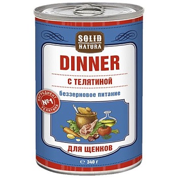 Solid Natura Dinner Консервированный корм для щенков Телятина 340г купить 