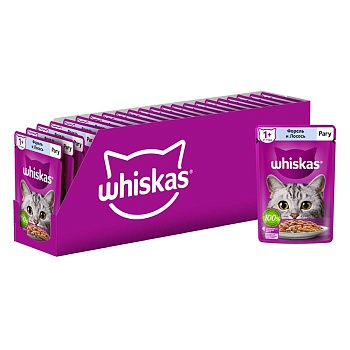 Whiskas рагу форель/лосось 28х75г купить 