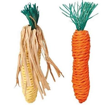 TRIXIE Набор игрушек для грызунов Морковь и Кукуруза, сизаль 15см*2шт купить 