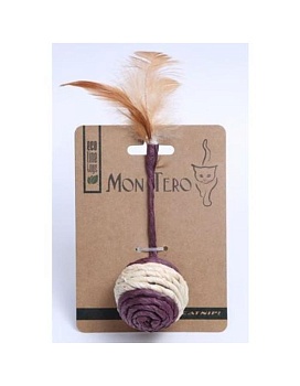 Мон Теро ЭКО игрушка для кошек "Шар", 5.0 х12 см, с перьями сизаль с кошач. мятой,./96/ XHC-2155 купить  зоотовары для животных