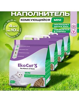Eko Cat`s Mini древесный комкующийся наполнитель 4х10л купить  зоотовары для животных
