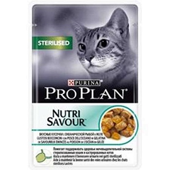 Pro Plan Nutri Savour Adult Консервы для Стерилизованных Кошек с Океанской рыбой в Желе 85гр купить 