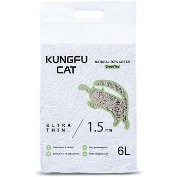 Kungfu Cat Tofu Green Tea Наполнитель растительный комкующийся 6л купить 