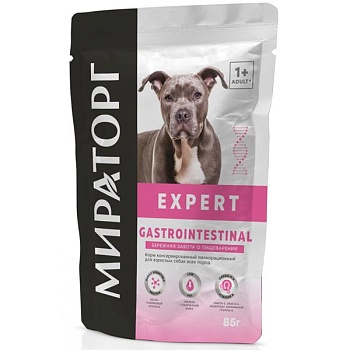 МИРАТОРГ Expert Gastrointestinal Корм пауч полнорационный для взрослых собак всех пород 24х85гр купить 