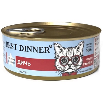 Best Dinner Exclusive Vet Profi Gastro Intestinal для кошек паштет Дичь 100г купить 