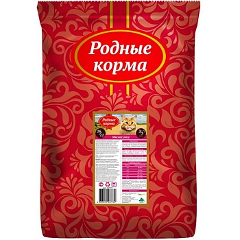 РОДНЫЕ КОРМА сухой корм для взрослых кошек мясное рагу 10кг купить 