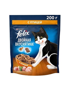 Felix Двойная вкуснятина корм для кошек, с птицей 200г купить  зоотовары для животных