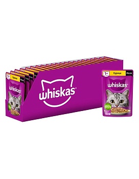 Whiskas консервы для кошек курица в желе 28х75г купить  зоотовары для животных