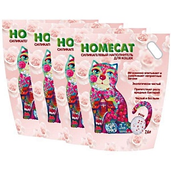 HOMECAT Роза Силикагелевый наполнитель для кошачьих туалетов с ароматом розы 4х7,6л купить 