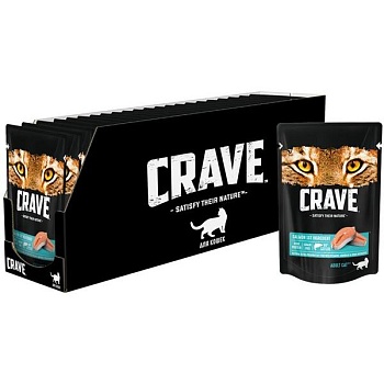 CRAVE Корм консервированный для взрослых кошек Лосось в желе (пауч) 30х70гр купить 