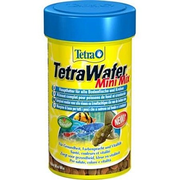 TETRA Wafer Mini Mix - корм для всех донных рыб в виде меленьких чипсов 100мл. купить 