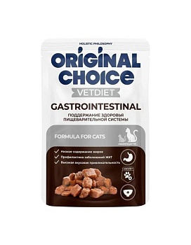 ORIGINAL CHOICE VETDIET Gastrointestinal диетическое полнорационное питание для взрослых кошек с чувствительным пищеварением 14х85г купить  зоотовары для животных