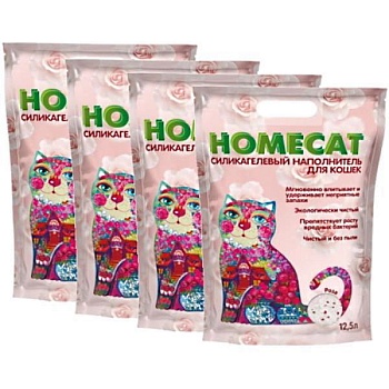 HOMECAT Роза Силикагелевый наполнитель для кошачьих туалетов с ароматом розы 4x12,5л купить 