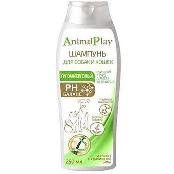 Animal Play-Гипоаллергенный шампунь с аминокислотами и экстрактом шалфея для собак и кошек 250мл купить 
