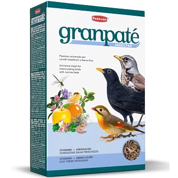 PADOVAN GRANPATEE insectes корм комплексный для насекомоядных и плотоядных птиц с насекомыми 1кг купить 