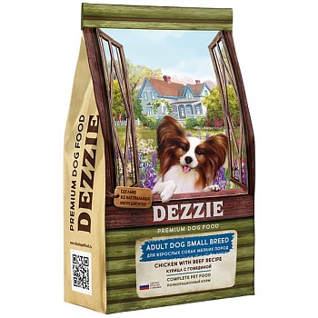 DEZZIE Adult Dog Small Breed Сухой корм для взрослых собак мелких пород Курица с Говядиной 15кг купить 