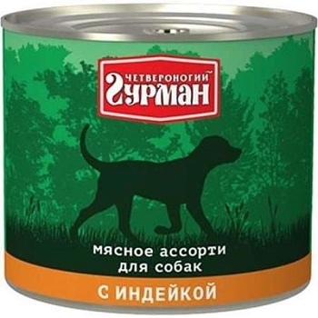 Четвероногий Гурман Мясное Ассотри для собак с Индейкой 12х340г купить  зоотовары для животных
