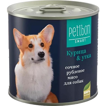 Petibon Smart консервы для собак сочное рубленое мясо с курицей и уткой 12х240г купить 