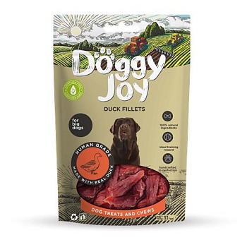 Doggy Joy Лакомство для собак крупных пород из мяса утки "Утиные полоски" 90г купить 