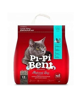 Pi-Pi-Bent Морской бриз комкующийся наполнитель для кошачьего туалета 5кг купить  зоотовары для животных