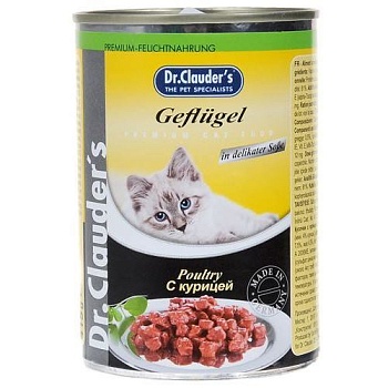 Dr.Clauder`s консервы для кошек курица 12х415г купить 