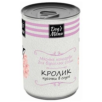 Dog`s Menu консервы для взрослых собак с кроликом кусочки в соусе 12х340гр купить 