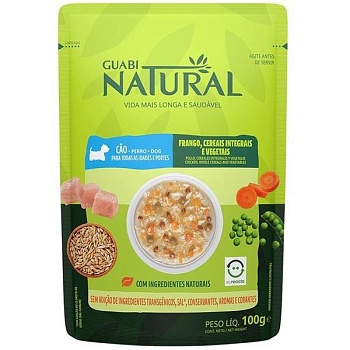 GUABI NATURAL Dog пауч для собак курица, цельнозерновые злаки и овощи 18х100г купить 